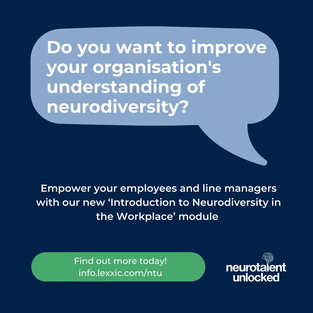 LexxicLtd's tweet photo. Empower your employees and managers with our new 'Introduction to Neurodiversity in the Workplace' e-Learning module, coming June 2022🌠
Register your interest here: https://t.co/tS14L1YWKZ
#TrainingSummit #Learning #DigitalLearning #Learninganddevelopment #eLearning https://t.co/68WnmACCU6