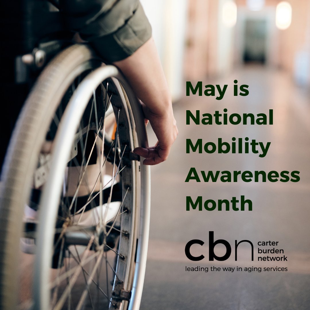 CBurdenNetwork's tweet photo. May is #NationalMobilityAwarenessMonth! According to @NMEDA, mobility challenges are the most common disability among older Americans. This year’s theme, “Drive Change,” emphasizes the ways in which mobility is a right, not a privilege. #nmam2022 #nmamDriveChange #nmamBeDriven https://t.co/MlHAS421y1