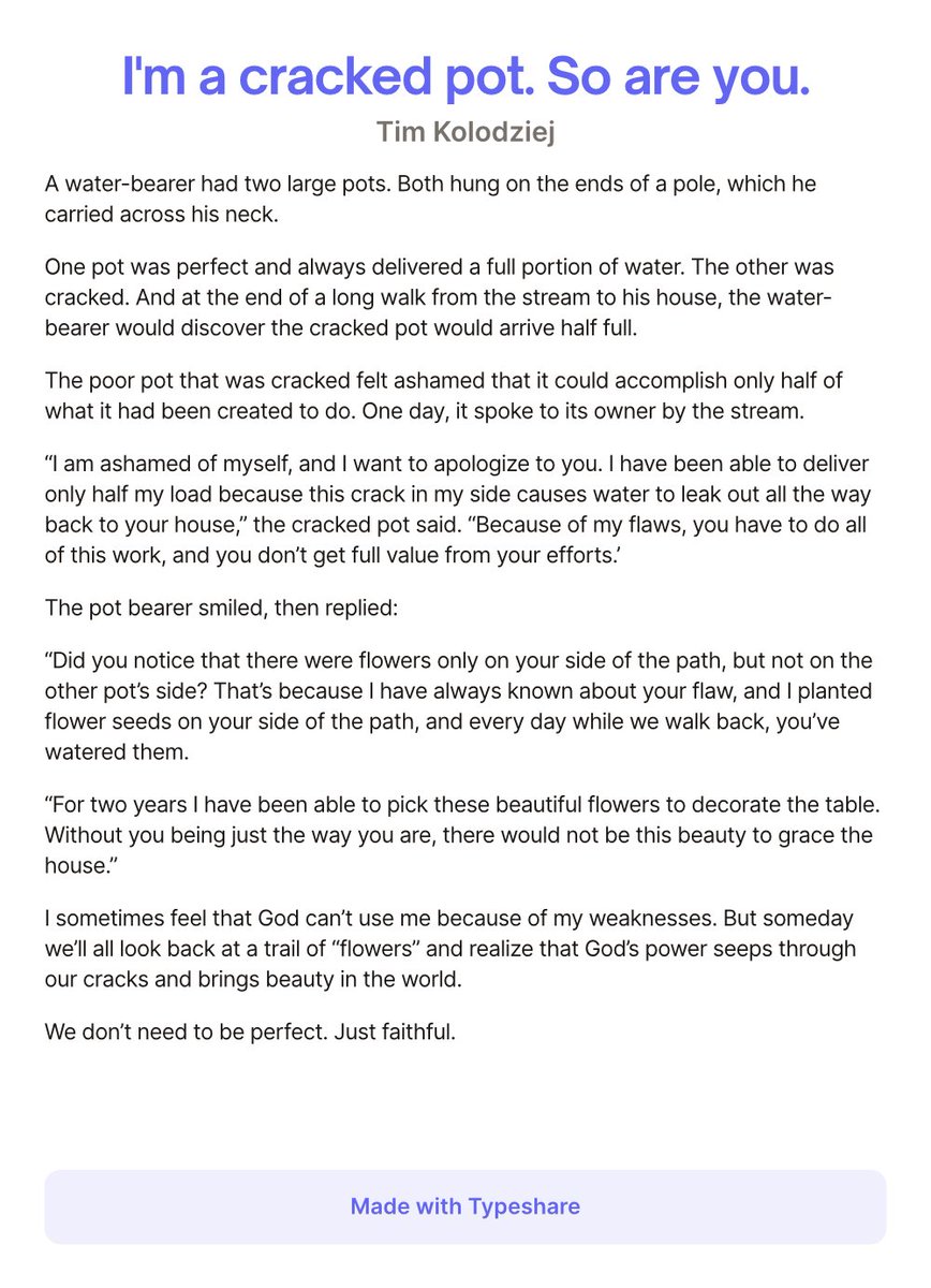 We don't need to be perfect. Just faithful.