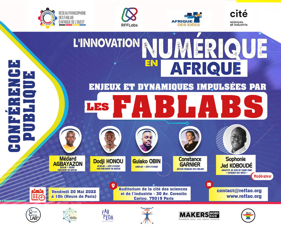CarrNum's tweet photo. Venez sur place @citedessciences ou participez en ligne à la conférence "L'innovation en Afrique : enjeux et dynamiques impulsés par les #FabLabs", ce vendredi 20 mai de 10h à 13h.

Organisé par le @Re_FFAO en partenariat avec @RFFLabs 

Tous les détails : https://t.co/I67Jez4SvG https://t.co/AO2jPbALVC