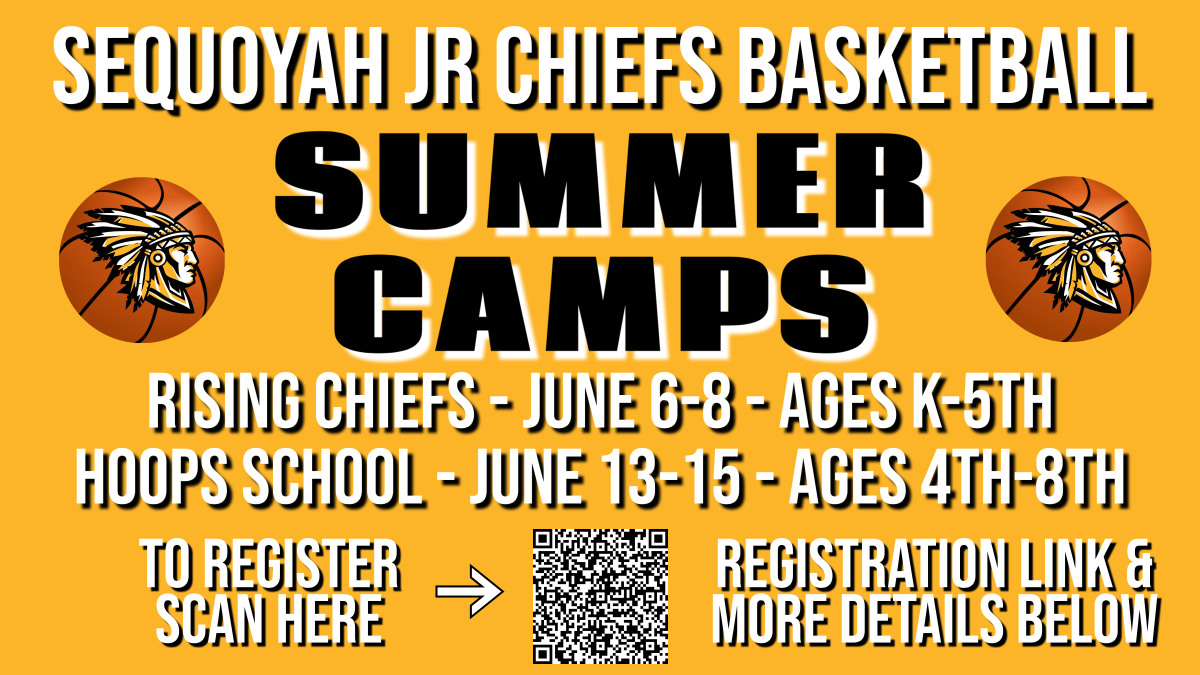 Don't forget to register for the <a href="/SHSLadyHoops/">Sequoyah Lady Chiefs</a> and <a href="/SequoyahHoops/">Sequoyah Chiefs Basketball 🏀</a> Camps this summer. Boys and Girls K-8th are invited to our two camps. <a href="/JrChiefsBball/">Jr Chiefs Basketball</a> <a href="/CoachCamCarden/">Cam Carden</a> Click the link to get more info sequoyahathletics.com/2022/04/27/jr-…