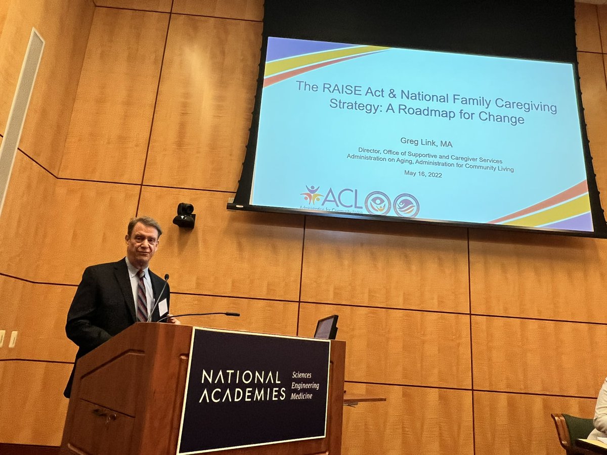 GraceCampbellRN's tweet photo. Keynote speaker Mr. Greg Link calling for a comprehensive national actionable #caregiving strategy. #seriousillnesscareNASEM #NatlPolicyForum #AgingDisabilityForum https://t.co/OkeehtiNub