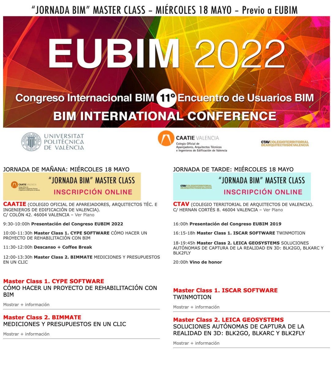 Master Class √ Registro Previo
PREVIO AL CONGRESO #EUBIM2022 <a href="/_eubim/">EUBIM ® Congreso Internacional BIM</a>  (ACCESO GRATUITO LIBRE) – MIÉRCOLES 18 MAYO eubim.com/noticias_talle…