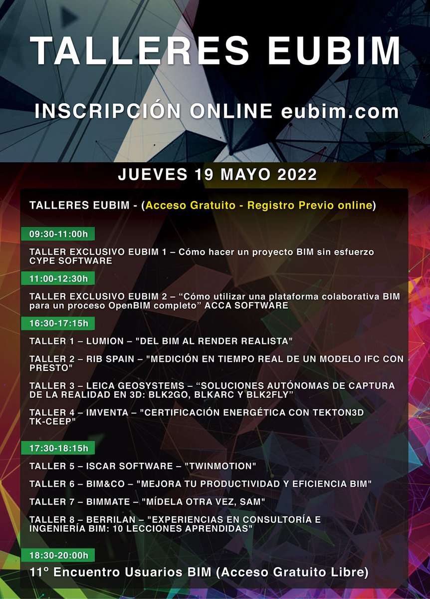 _eubim's tweet photo. Master Class √ Registro Previo 📝
CONGRESO #EUBIM2022 @_eubim  
(ACCESO GRATUITO LIBRE) – JUEVES 19 MAYO

#Talleres #BIM EUBIM
👉https://t.co/YEmEwsCCoL https://t.co/EibqCmL6xL