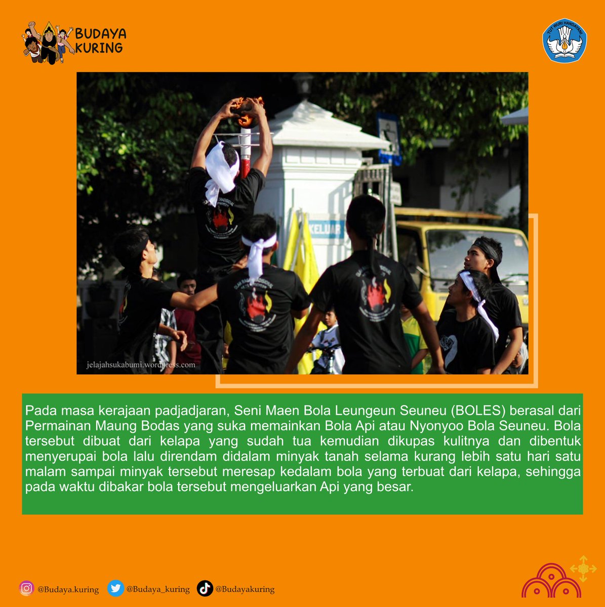 Sampurasun Baraya🙌 Kali ini kangmin membahas tentang Seni Maen Bola  Leungeun Seuneu (BOLES) yang dikembangkan oleh Museum Prabu Siliwangi dan  Perguruan Silat Maung Bodas yang dipimpin oleh Prof. DR. KH. Rd. Yuu, image size:1195x1200