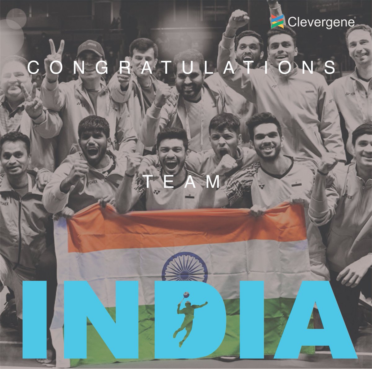 clevergene's tweet photo. Congratulations to the Indian Men’s badminton team for winning Thomas cup. https://t.co/dY99LfMBSd