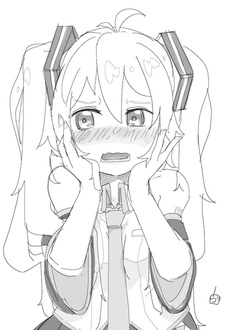 #羞恥顔初音ミク ラフ。 