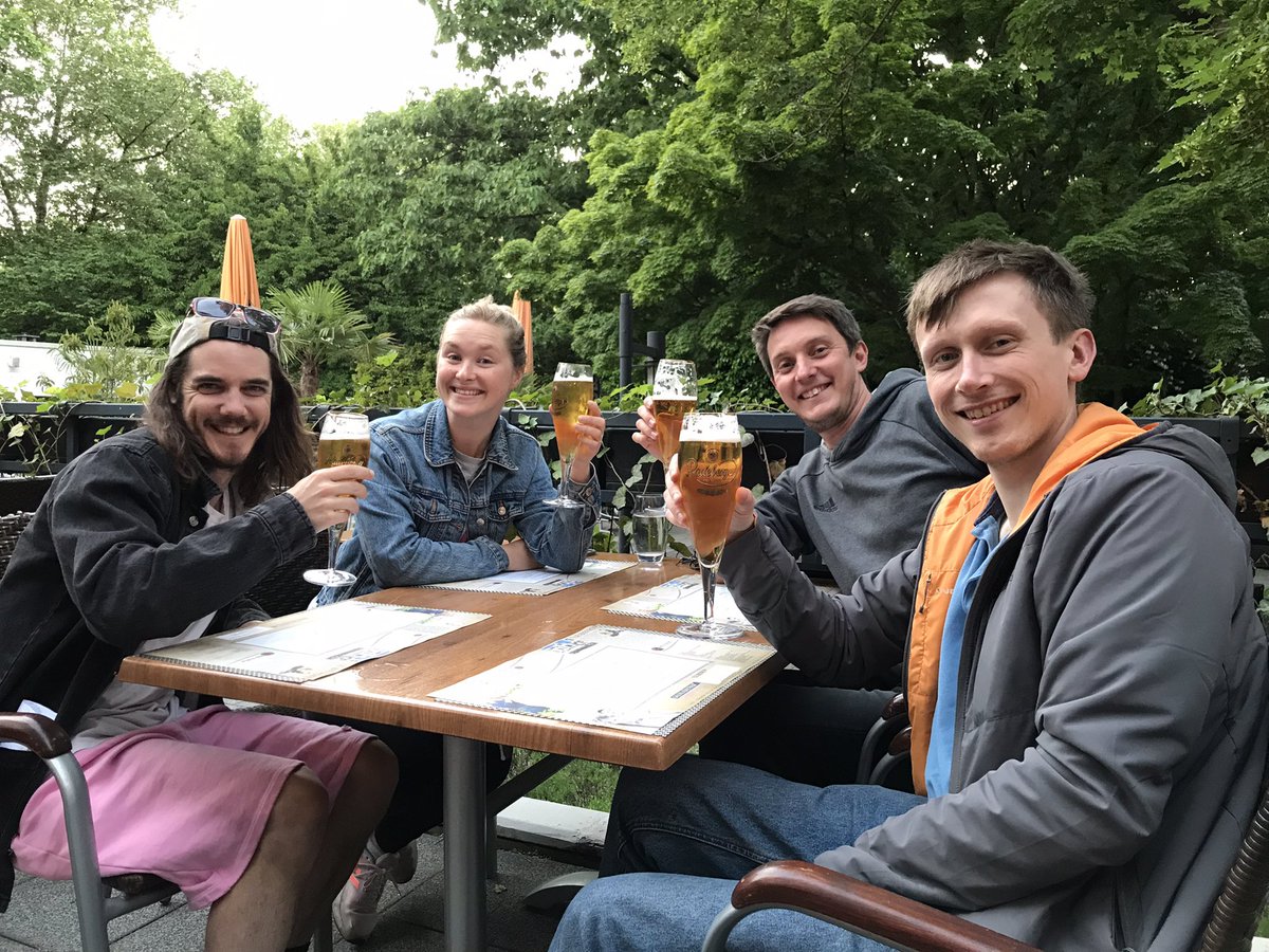 HandleBards's tweet photo. Danke schön to all at @GlobeNeuss for an incredible whirlwind weekend of sell-out shows, roaring applause and excellent beer 🍻 and all with low-carbon high-comfort travel on @thalys_en and @Eurostar! Our hearts are full and &amp; our footprint is green 💚 #handlebards #greentravel https://t.co/gErlA0hJX6