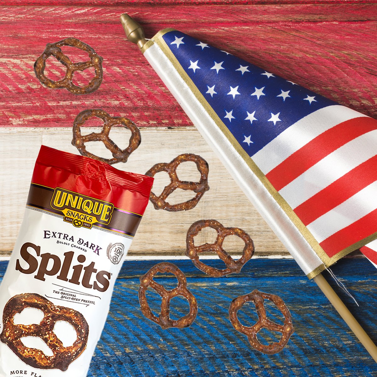 UniqueSnacksUSA's tweet photo. Red, White and Burnt... Don't miss out on our Memorial Day sale now through May 20. Save 10% off at https://t.co/Mgpe8oH6Rs using code MD22.
#pretzels #MadeintheUSA #UniqueSnacks #UniqueSnacksUSA #MemorialDaySale #MemorialDay #foldsofhonor #armedservice #thankyou #military https://t.co/hhx73ZRV5Z