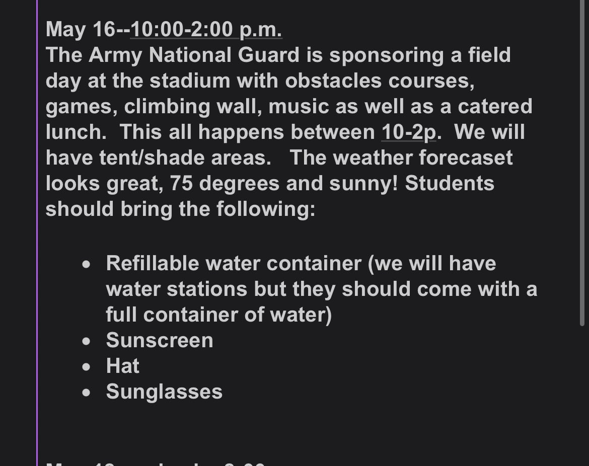 Just some reminders for today!