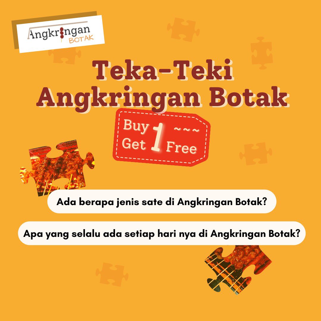 angkringanbotak's tweet photo. GIVE AWAY Angkringan Botak!!! Karena antusiasme dari brodi yang tinggi maka minca buat Teka-Teki lagi nih. Untuk 3 orang pemenang BUY 1 GET 1 *periode pembelian dari tanggal 20 Mei-31 Mei khusus untuk brodi. #AngkringanBotak #YukKeAngkringan #GiveAway https://t.co/DOYjGQ9b3g