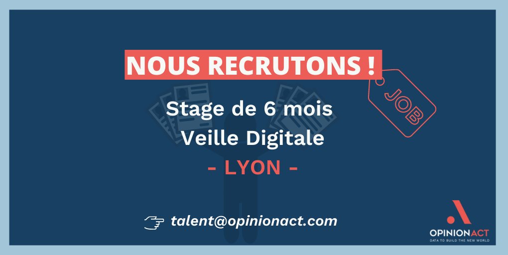Opinion_Act's tweet photo. 📢 [#OFFREDESTAGE] Vous êtes motivés par l'intelligence économique et la veille informationnelle ? 

 👩👨Nous recherchons un(e) stagiaire en veille digitale.

 📍Basé à #Lyon #veilledigitale #Stage de 6 mois à pourvoir dès le 30 mai !

+ d'infos ➡https://t.co/aR1kLwciQS https://t.co/ouCPqJZ5UL