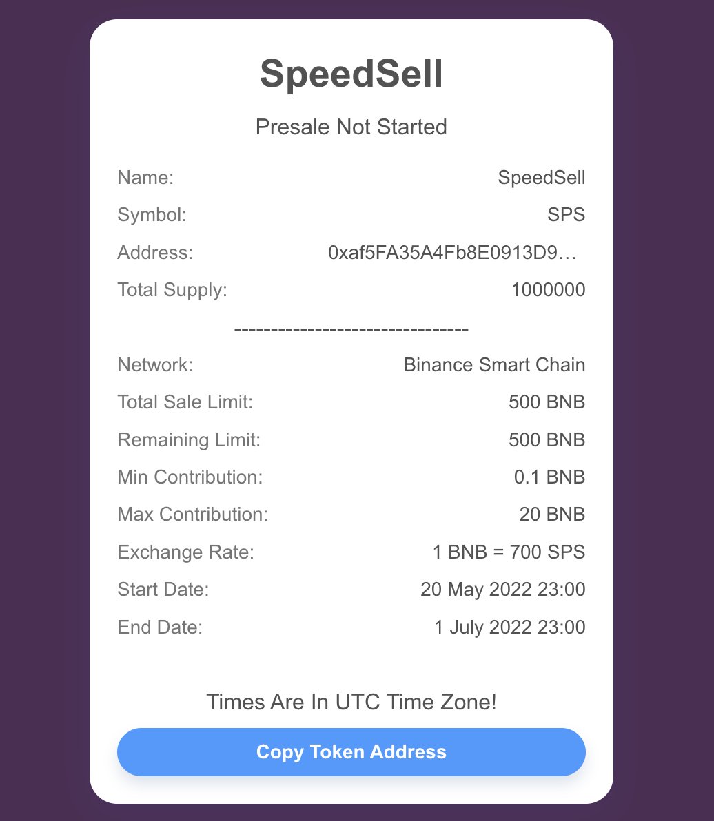 Presale To Start In The Next 4Days Coming