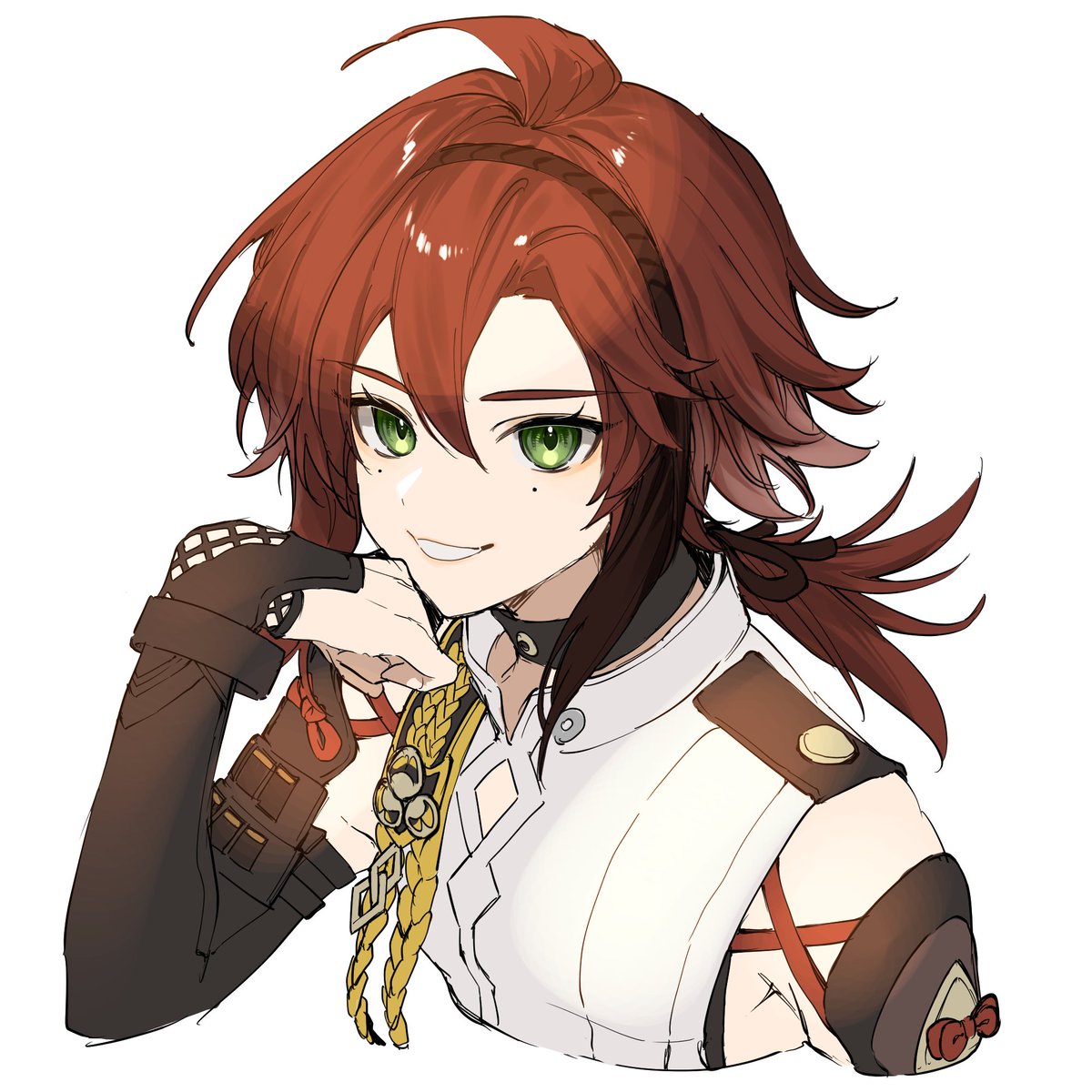 1boy male focus green eyes mole red hair mole under eye kurokote  illustration images