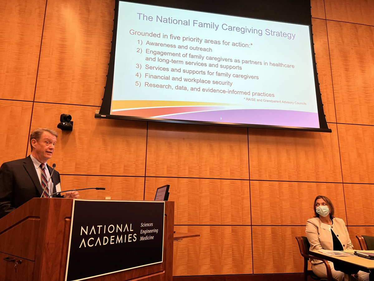 GraceCampbellRN's tweet photo. National #caregiving Strategy key points. #seriousillnesscareNASEM #NatlPolicyForum #AgingDisbilityForum https://t.co/mRRyqmwHdy