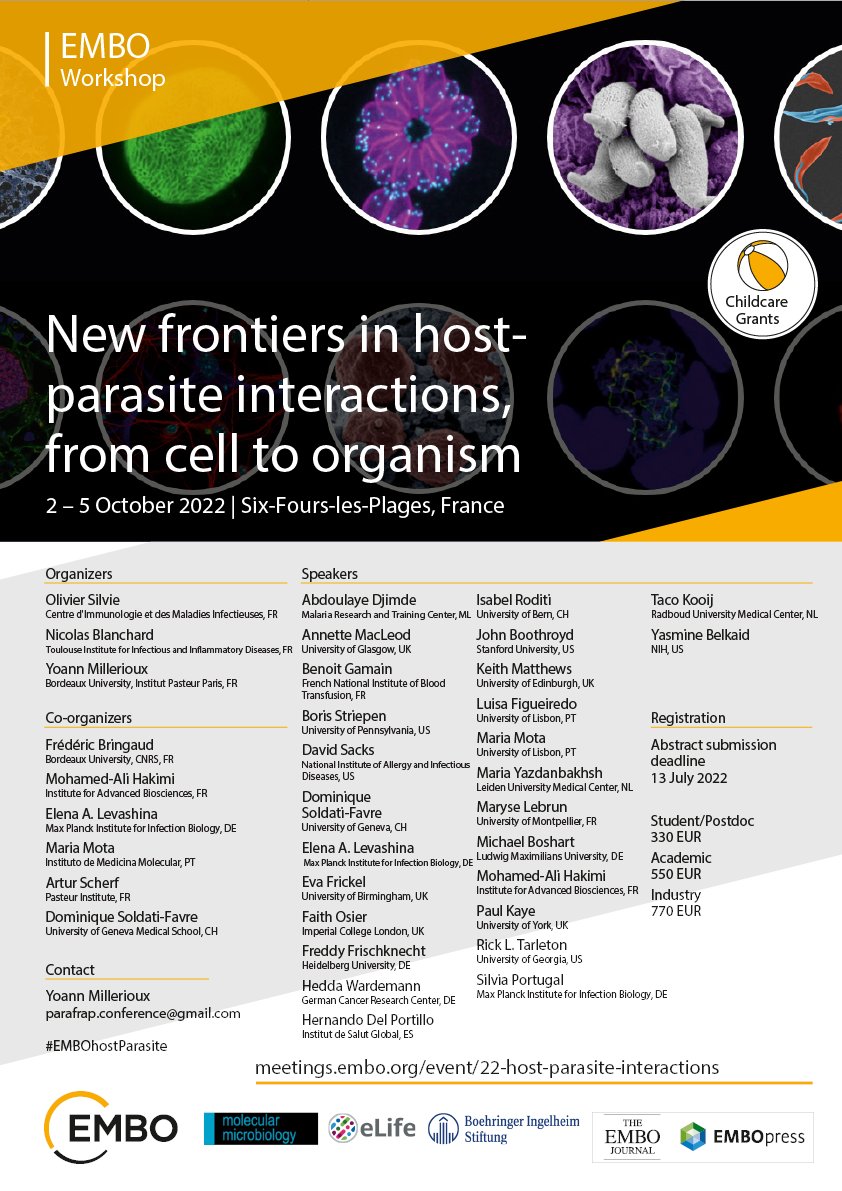 📢 Interested in host #parasite interactions ? Join us for the EMBO Workshop "New frontiers in host-parasite interactions, from cell to organism", organised by <a href="/ParaFrap/">LabEx ParaFrap</a>, October 2-5, on the wonderful Ile des Embiez 🏝 (South of France) Deadline: July 13 📍meetings.embo.org/event/22-host-…