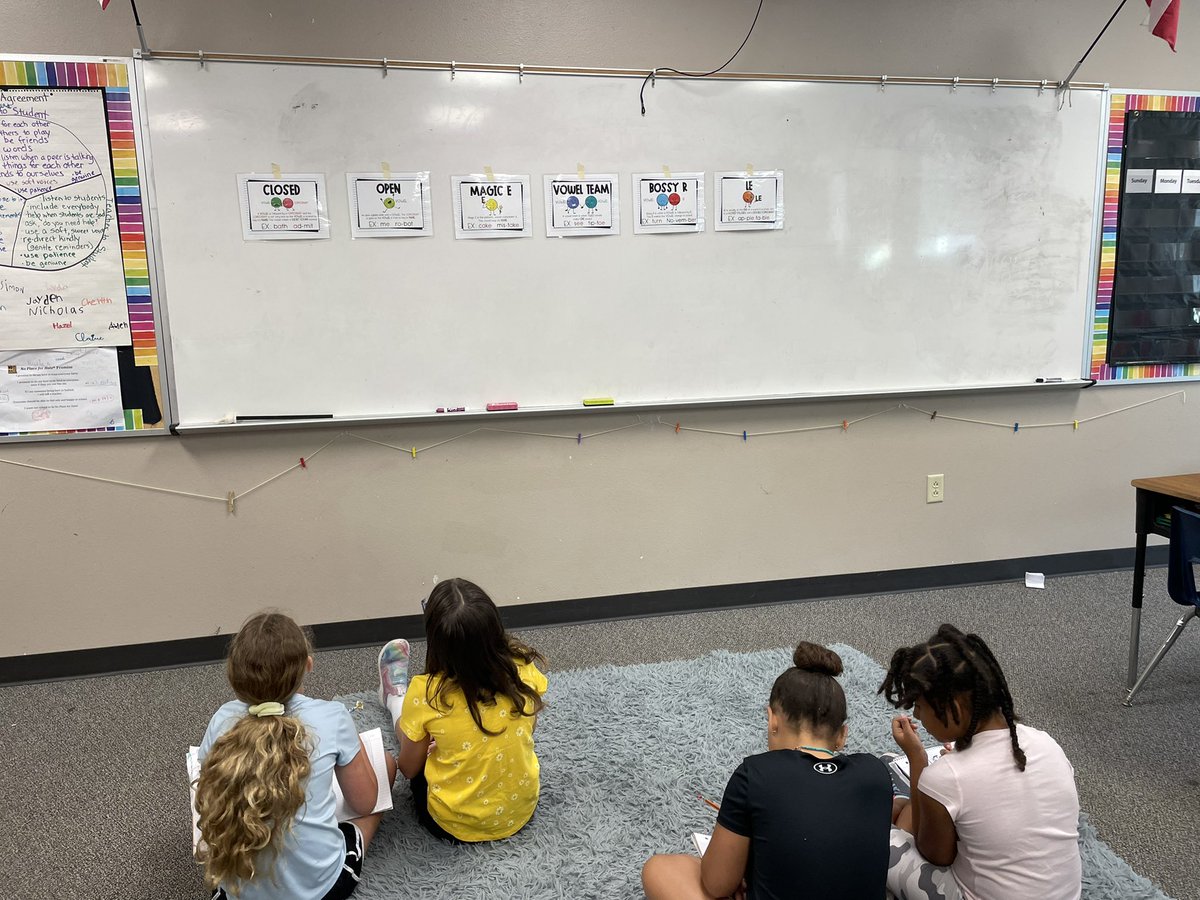 KoesterMrs's tweet photo. Students have become experts at syllable types this year! Partner word work this week to wrap up the year: brainstorming their own words that fit each syllable type! @Parkside_ES https://t.co/OuWRtH6k7s