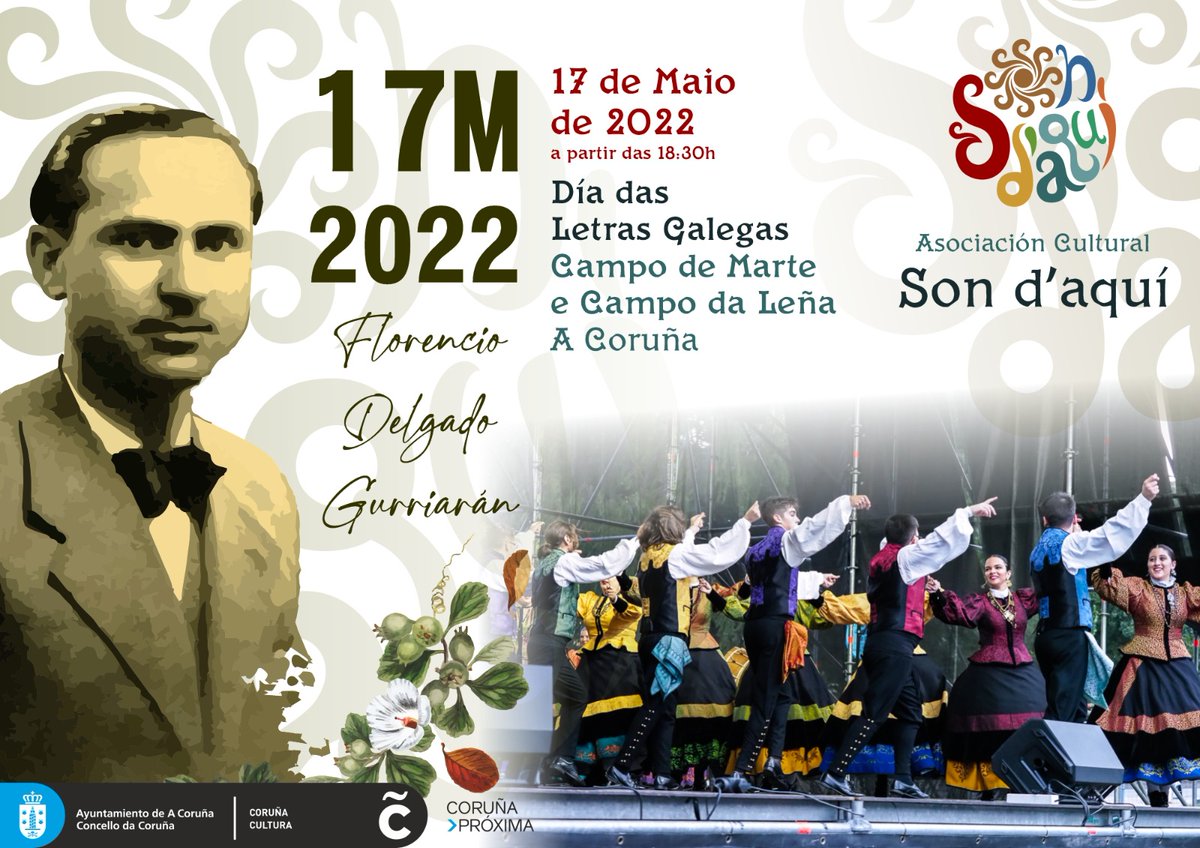 Mañá, no día das nosas letras, o <a href="/ConcelloCoruna/">Concello da Coruña</a> convidounos a celebralo con todas e todos vos. 🎉
O 17 de Maio, a partir das 18:30h,  dende o Campo de Marte ata o Campo da Leña, chegaremos ata o sol coa nosa lingua (e a nosa música) tal e como quería Florencio Delgado.

#ACoruna