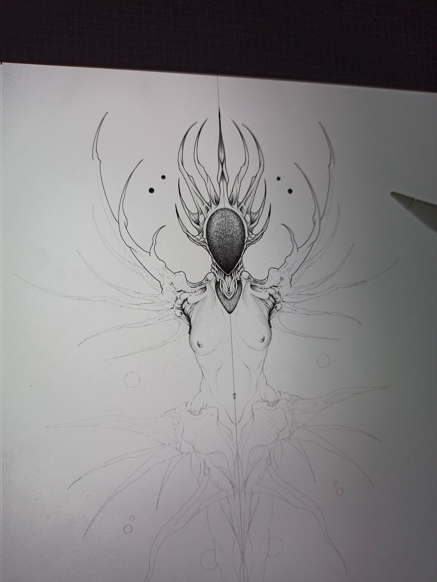 Enchantedarts's tweet photo. Avancement de la première pièce numérique (tattoo et art car je pense en faire des print numérotés de cette série) 
Ange cosmique https://t.co/5w7j4VRomQ