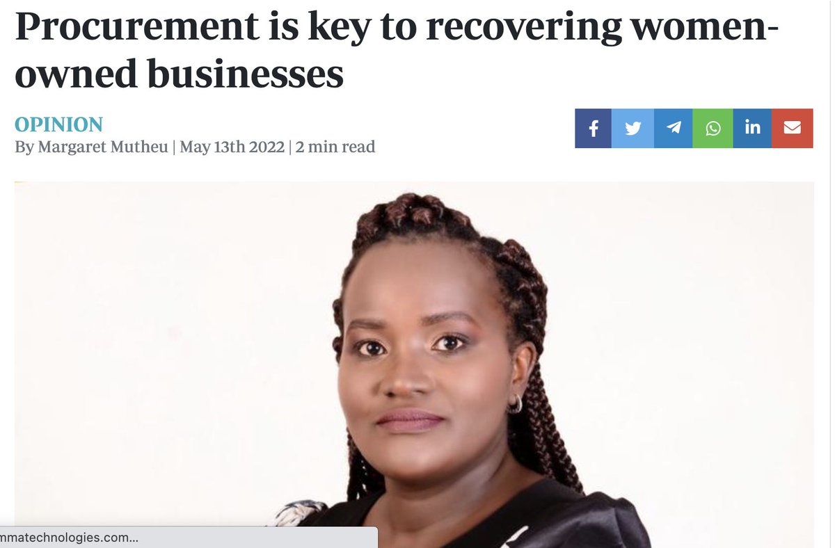 WEConnection's tweet photo. "Harnessing the power of procurement will change the gains of #WOBs. But for this to happen deliberate action needs to be taken to ensure that women get a level playing field."-Africa Regional Director @megmutheu
Read full article in @StandardKenya: https://t.co/9TGwf8LwY7 https://t.co/br4MI6RkHk