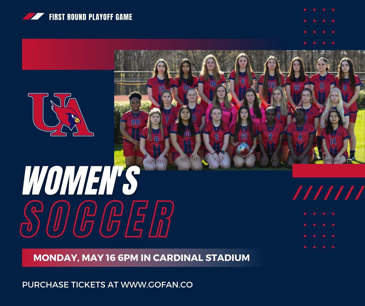 UAcharterschool's tweet photo. Our UNDEFEATED Varsity Women's Soccer Team begins their run for a state championship tonight at HOME in Cardinal Stadium! Game time is 6pm and tickets are available at GoFan only. @UAathletics @UaSoccer @VeeJay20 @JZUAHS #UAsoccer #WeAreUA #GoCards
https://t.co/boB66WhLQB https://t.co/wAeNFvYLE0