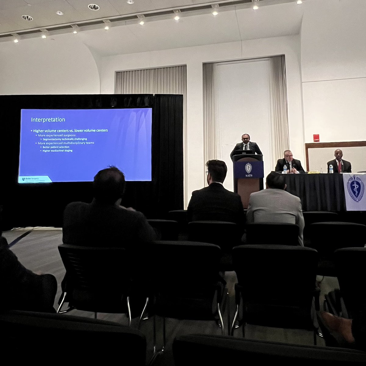Kristen Rhodin, MD MHS (@krisrho93) on Twitter photo Kicking off Monday with an excellent presentation by <a href="/vigneshr11/">Vignesh R</a> on the interaction between center volume and extent of resection in outcomes for early stage lung cancer #AATS2022 #AATSBackTogether <a href="/DukeSurgRes/">Duke General Surgery Residency</a> <a href="/DukeSurgery/">Duke Surgery</a> <a href="/DukeCTSurgery/">DukeCTSurgery</a> <a href="/BTongMD/">Betty Tong, MD MHS</a> <a href="/ChiFuJeffYang/">Jeff Yang MD FACS</a> Kicking off Monday with an excellent presentation by <a href="/vigneshr11/">Vignesh R</a> on the interaction between center volume and extent of resection in outcomes for early stage lung cancer #AATS2022 #AATSBackTogether <a href="/DukeSurgRes/">Duke General Surgery Residency</a> <a href="/DukeSurgery/">Duke Surgery</a> <a href="/DukeCTSurgery/">DukeCTSurgery</a> <a href="/BTongMD/">Betty Tong, MD MHS</a> <a href="/ChiFuJeffYang/">Jeff Yang MD FACS</a>