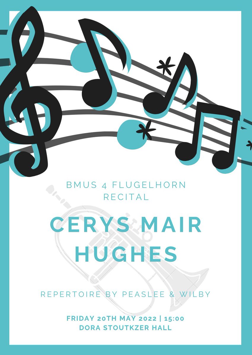 Cerys Hughes (@ceryssssssss) on Twitter photo My final recital at the RWCMD is almost here! 🤩🎶 
If you’re at a loose end, feel free to come along and support! Friday 20th May in the Dora Stoutzker Hall, 3pm.
The programme will be:
Nightsongs - Richard Peaslee
Flight - Philip Wilby My final recital at the RWCMD is almost here! 🤩🎶 
If you’re at a loose end, feel free to come along and support! Friday 20th May in the Dora Stoutzker Hall, 3pm.
The programme will be:
Nightsongs - Richard Peaslee
Flight - Philip Wilby