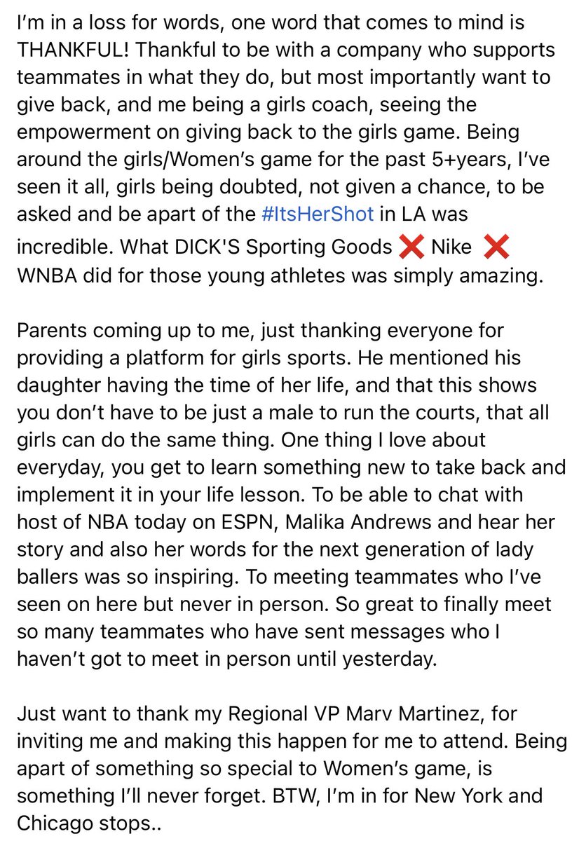 CoachT2NCD's tweet photo. A day I’ll never forget, Thank You @DICKS ❌ @Nike ❌ @WNBA for giving back to the girls game and having #ItsHerShot! What an incredible day in So-Cal, so thankful to be apart of this. #SheGotNext #FemaleisNow https://t.co/HaiLZv0ffj