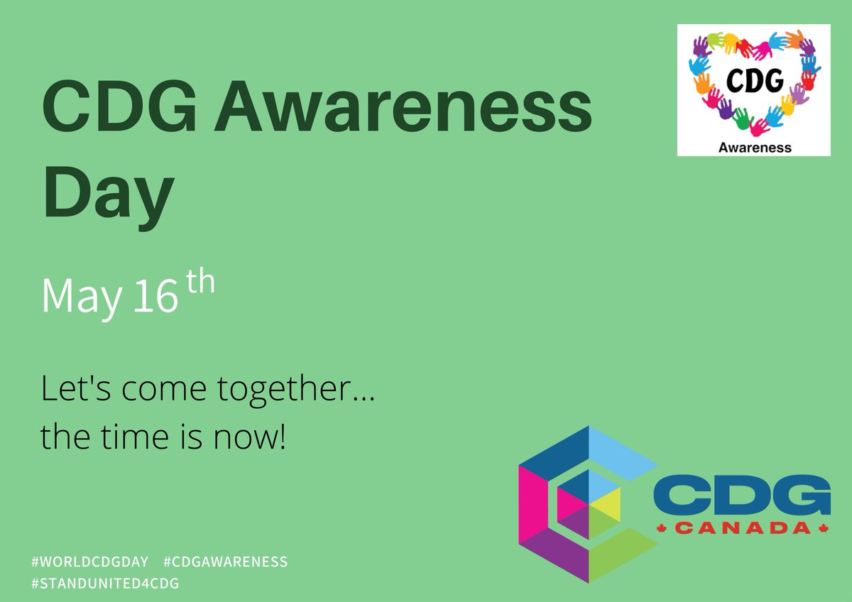 cdgcanada's tweet photo. Happy CDG Awareness Day!

Let's come together to raise awareness &amp; #StandUnited4CDG !

#WorldCDGDay #raredisease #CDGAwareness #CDGGoGreen https://t.co/5tTPe7TTWM