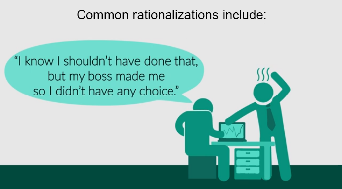 UTAustinCCO's tweet photo. This month's ethical video from @EthicsUnwrapped discusses rationalizations. Check out some common excuses and learn how you can fight against them: https://t.co/4c4EYflsvG https://t.co/6S1WeRlulQ
