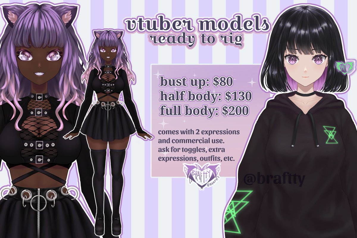 braftty's tweet photo. @MorbidObscura Hi! I would love to do your vtuber model in the style you want, since I'm very versatile with artstyles^^ only one slot left, this is a promo price https://t.co/Tnf0by5tm9