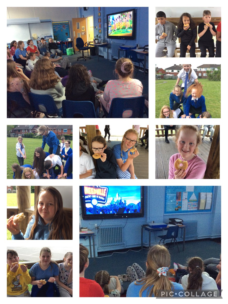 FairfieldPrim's tweet photo. Well done Year 6! You worked so hard and really deserved all your post-SATs treats. #year6 #celebrations #doughnuts #popcorn #films #relaxingwithfriends https://t.co/sFFDQHJB8q