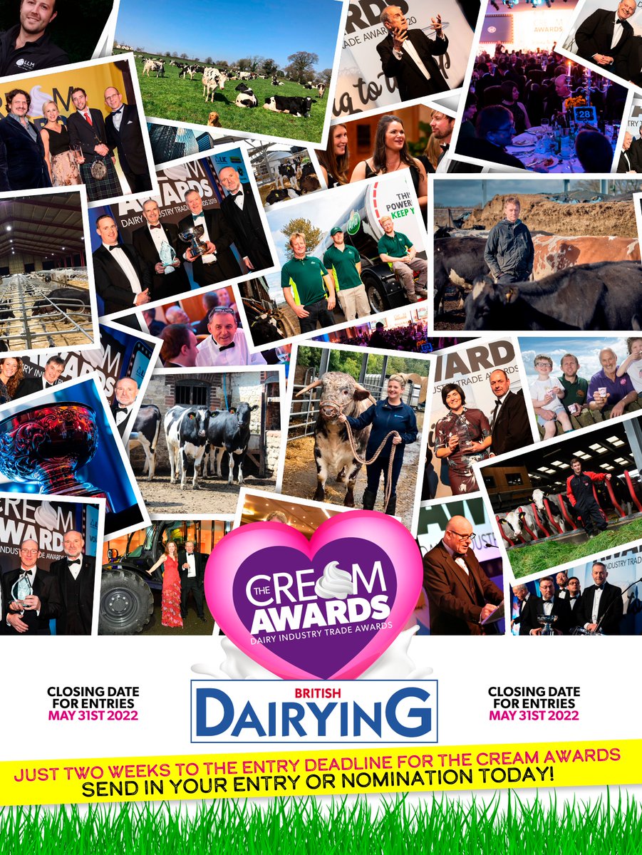 britishdairying's tweet image. Not long left to enter the Cream Awards 2022! 
Entry deadline 31st May 2022  . . . send in your entry or nomination Today!
curwoodcmsltd.formstack.com/forms/creamawa…
@dairyawards
 #teamdairy #creamawards #teamdairy #creamawards #UKfarming #dairynutrition
