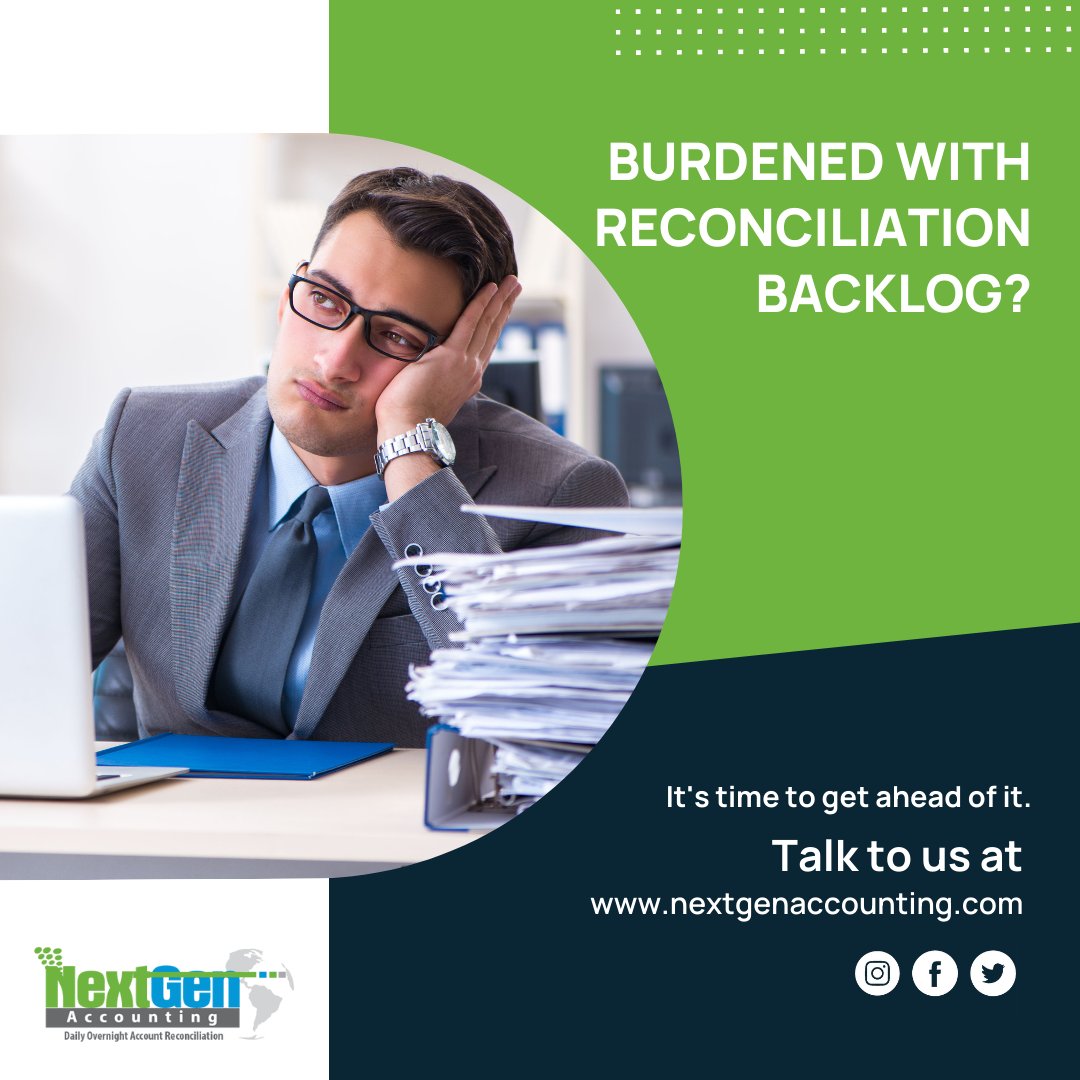 NextGen will help you with your never-ending accounting backlog.
#NextGen #Reconciliation #ReconciliationBacklog #Accounting #Accountreconciliation #Bankreconciliation #Creditcardreconciliation