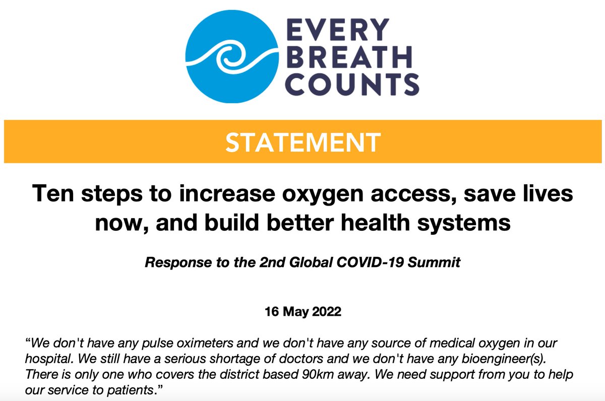 The consistent failure to prioritize #OxygenAccess in LMICs is starkly measured in lives lost. 

Now estimated at 15 million & climbing 📈

Read #EveryBreathCounts' response to the #GlobalCovidSummit👉 bit.ly/3lf0cM4

#ACTogether #InvestInOxygen #UrgencyofEquity @g20org