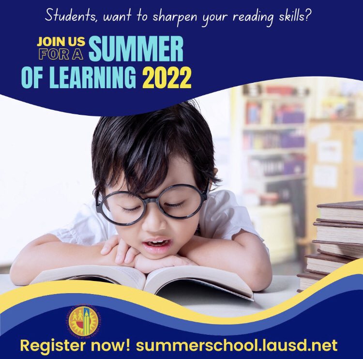 MsTinocoEnciso's tweet photo. SUMMER OF LEARNING 2022
Sign-up for programs offered by Los Angeles Unified at https://t.co/49oB21Z4FM https://t.co/V9DULNm7W9