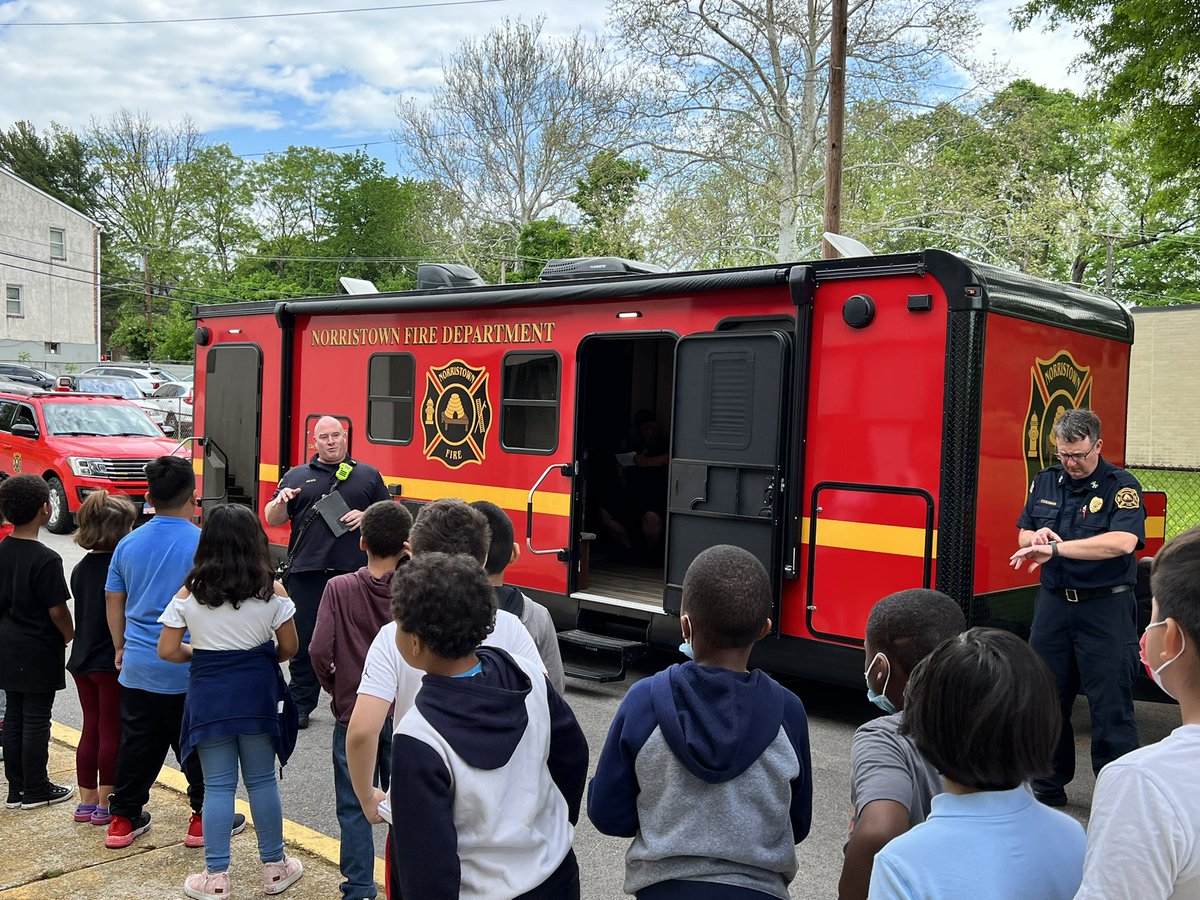NorristownFire's tweet photo. Happening Now: we’re at Hancock School doing Fire Prevention with the 2nd Grade! @NorristownFire @NorristownGov @NorristownASD https://t.co/MJASjVBkkV