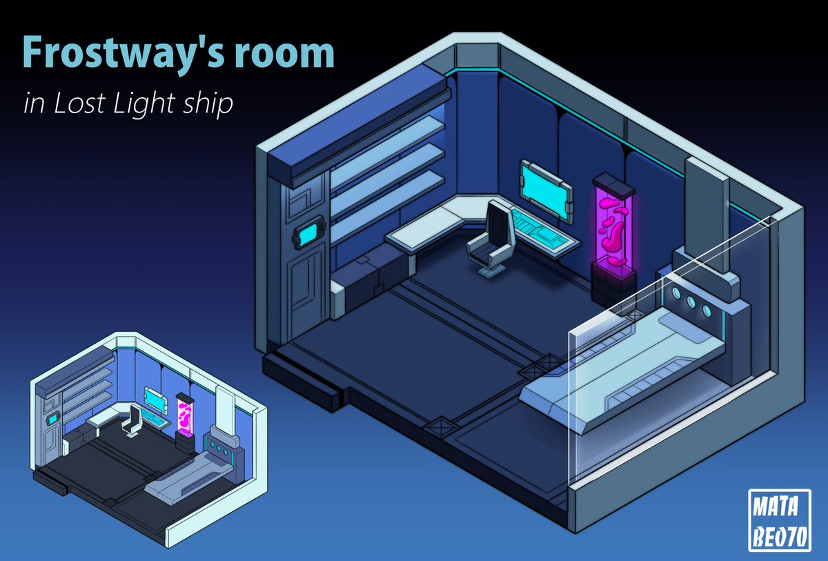 matabeo70's tweet photo. This is my first attempt with making isometric art. So I tried making a room for my OC Frostway if she got on adventure with the crew.
#Transformers #lostlight #mtmte #transformersoc #Transformers_OC #tf_oc #transformersoc #Maccadam #isometric https://t.co/R9W3R4mtMQ