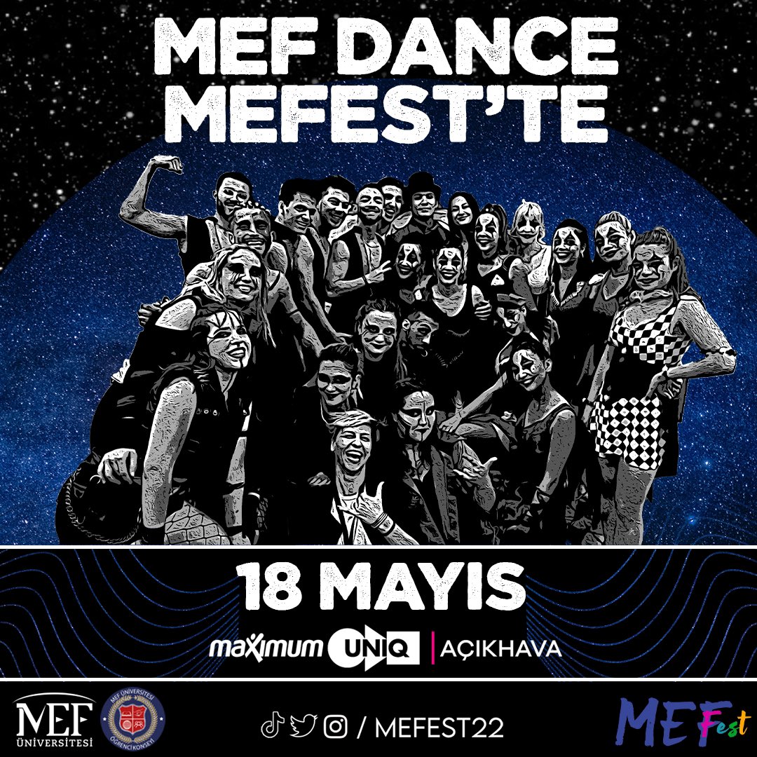 mefest23's tweet photo. 18 Mayıs Çarşamba günü yerinizde duramayacaksınız çünkü MEF Dance birbirinden güzel danslarla enerjimizi yükseltecek!💃🏻🕺🏻
MEF Dance’ın muhteşem danslarına birlikte eşlik etmek ve seni de aramızda görmek için sabırsızlanıyoruz!🫶🏼 
#mefüniversitesi #mefest22 #mefkonsey #mefdance https://t.co/B2URer1WHc