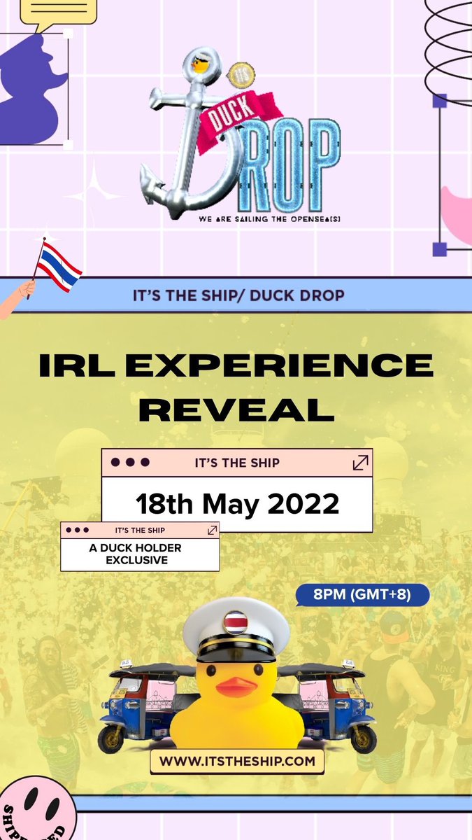 What? When? Where? Stay tuned, 1 day left before our premint sale ends! Those lucky enough to mint might have a head start 🐣

#DuckDrop #ITSTHESHIP #SHIPGETSREAL