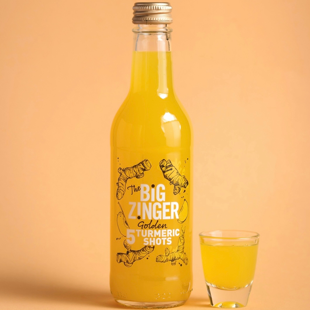 Our Big Zinger contains x5 shots of pressed turmeric juice, perfect for those still working from home!