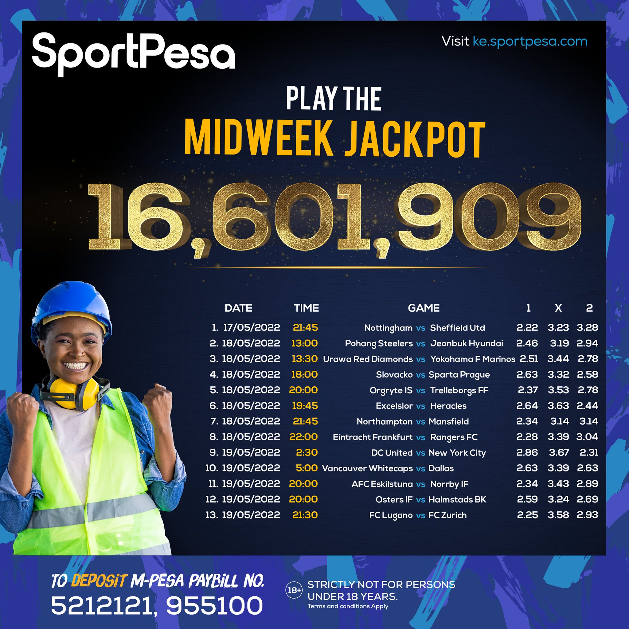 SportPesa Care on Twitter "Omoka na 16,601,909/ Midweek Jackpot! Cash bonus for 1012 correct