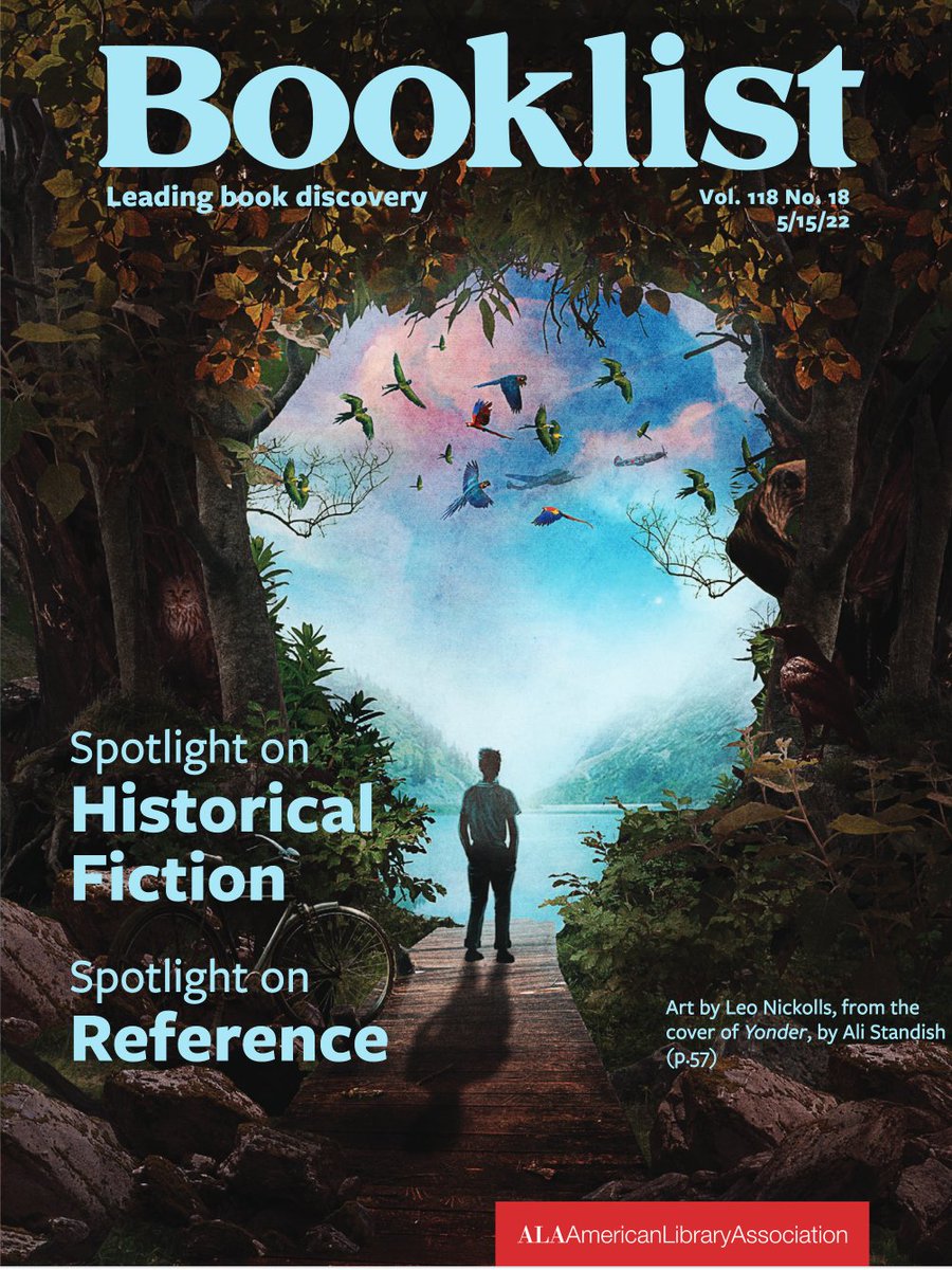 Oh my GOODNESS!!! Am I dreaming?! What an amazing honor to see Leo Nickoll's beautiful YONDER art on the cover of this month's @ala_booklist magazine! 😮🤩