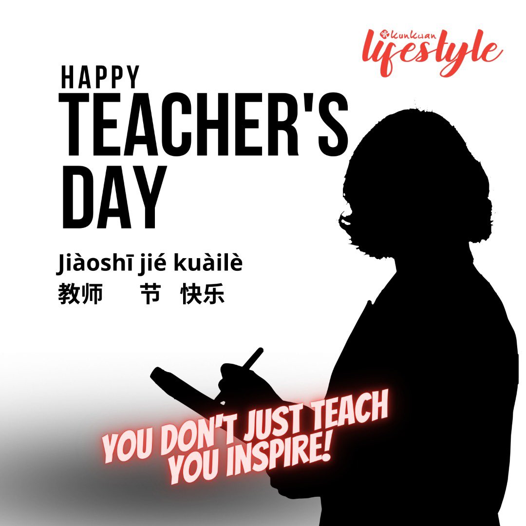 frederick_foo's tweet photo. Jiàoshī jié kuàilè
教师 节 快乐
Selamat Hari Guru
Happy Teachers Day
இனிய ஆசிரியர் தின நல்வாழ்த்துகள்  
(Iṉiya āciriyar tiṉa nalvāḻttuka)
👩🏻‍🏫👨🏻‍🏫♥️👩🏻‍🏫👨🏻‍🏫♥️👩🏻‍🏫👨🏻‍🏫♥️👩🏻‍🏫👨🏻‍🏫♥️

Jiàoshī 教师 = teacher
jié 节 = festival
kuàilè 快乐 = happy

#HappyTeachersDay2022
#ThankYouLaoshi https://t.co/TfihreGs8w