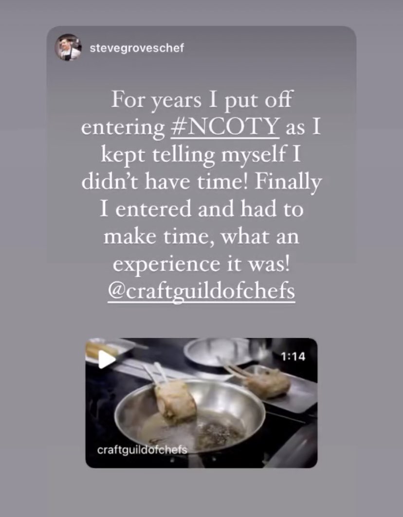 We love this from <a href="/SteveGrovesChef/">Steve Groves</a> explaining why it’s so important to make time to work on your #NCOTY entries over the next few weeks…you could be our next winner! bit.ly/enterNCOTY22