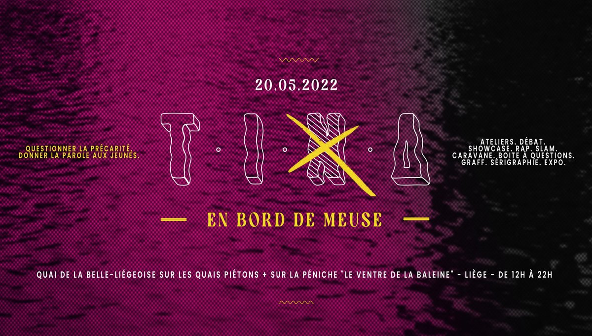 FMJASBL's tweet photo. T.I.N.A en Bord de Meuse, c'est ce 20 mai ! T.I.N.A prendra place dans l’espace public grâce à cet événement dont le but est de valoriser la parole des jeunes. Ateliers, débats, showcase, graff, slam... On vous y voit? #Liège #BelleLiégeoise #précarité
https://t.co/KodsdLXXTv https://t.co/un76vyw4qQ