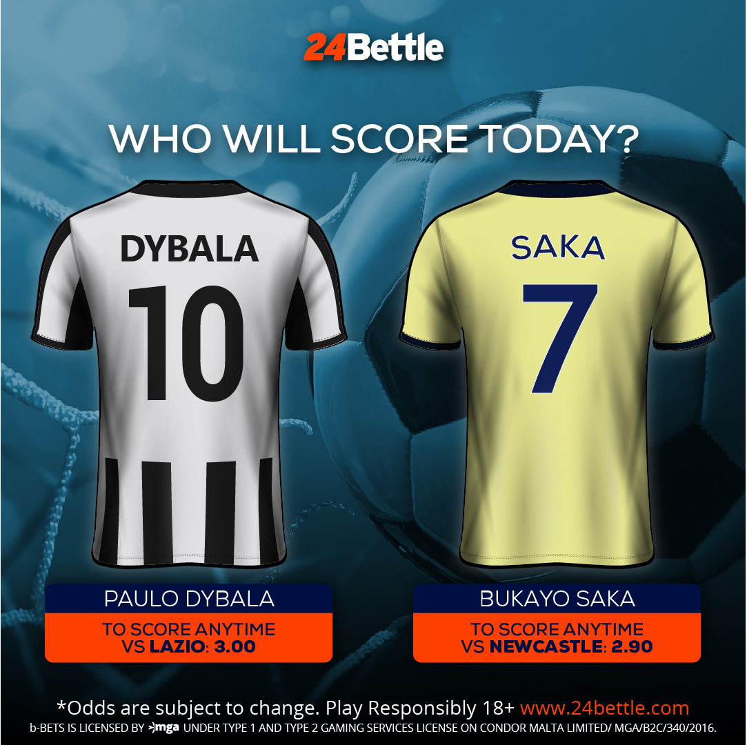 24Bettle's tweet photo. Will Dybala or Saka score in tonight's Monday night fixtures? Bet now at https://t.co/LQmsVDVMHD https://t.co/srdvUoYXxe