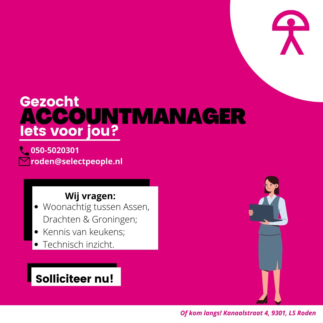 Wij zoeken een accountmanager/verkoper van keukens. Is dit iets voor jou? Stuur ons een DM of bel ons op 050-5020301 en wij nemen zo snel mogelijk contact op!
#manager #keuken