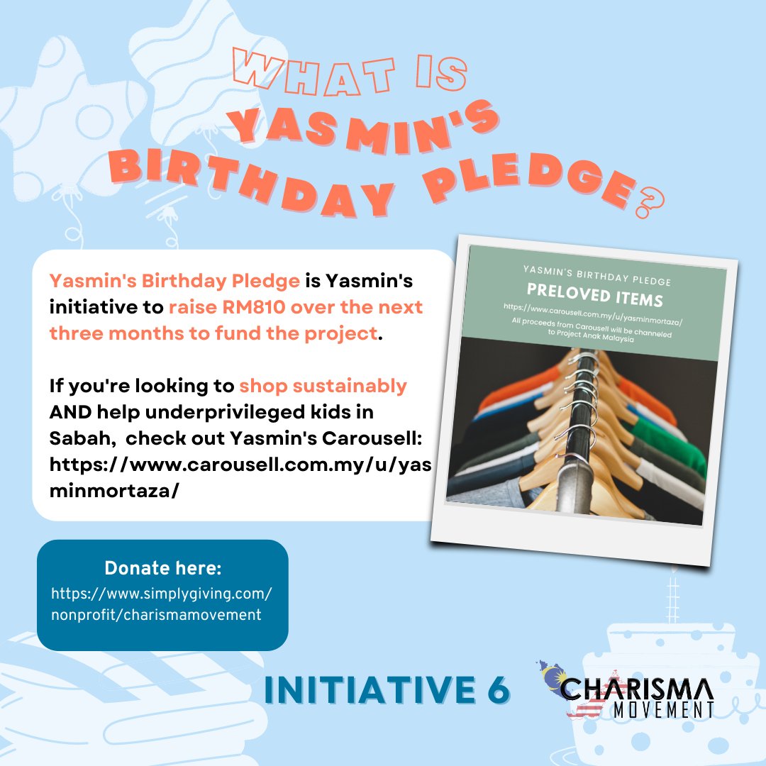 CharismaMVMT's tweet photo. Looking to build your wardrobe in a sustainable fashion? Check out Yasmin’s birthday pledge!
Click here to learn more: https://t.co/YyoprSJhiz
#charismamovement #ProjectAnakMalaysia #volunteermalaysia #fundraiserMalaysia https://t.co/5eq8UbbejG