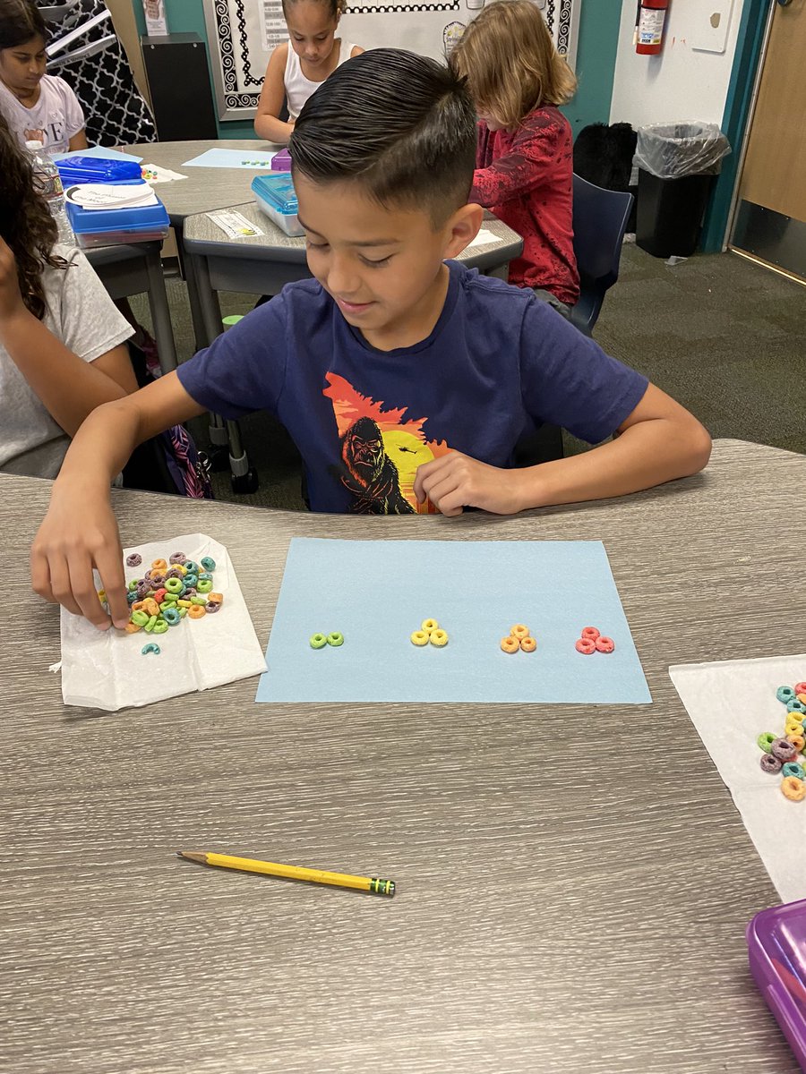 Ms_Boteler's tweet photo. Working on our multiplication and division by combining/dividing equal groups with Fruit Loops #teambce https://t.co/d8hgqUdUga
